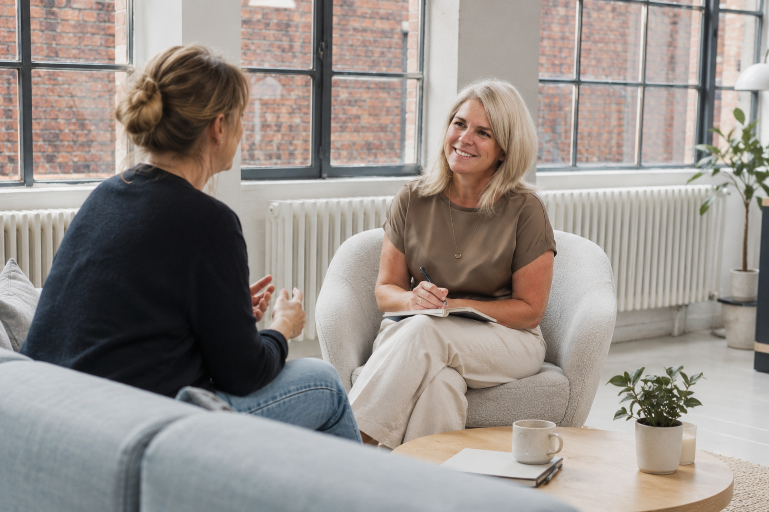 Leah Carnegie in a one-to-one advisory session with a client